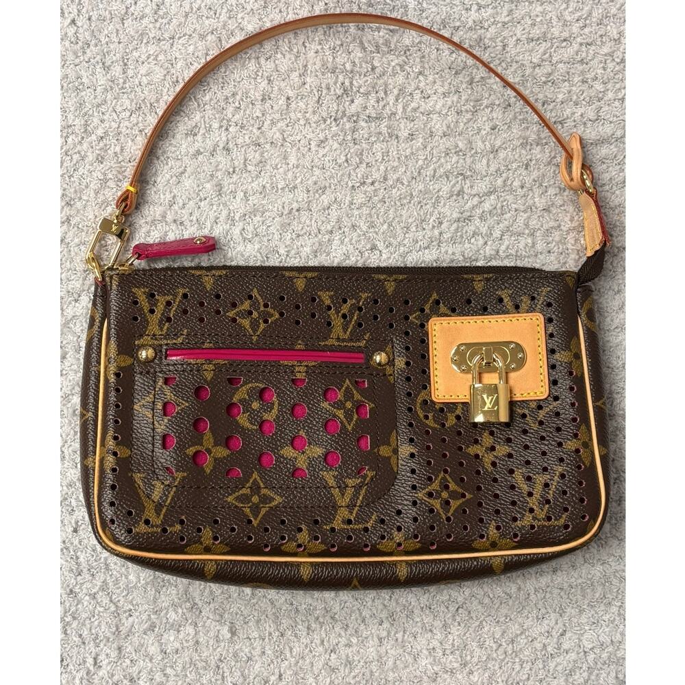 Louis Vuitton Monogram Perforated Fuchsia Pochette Bag Purse NIB #81985